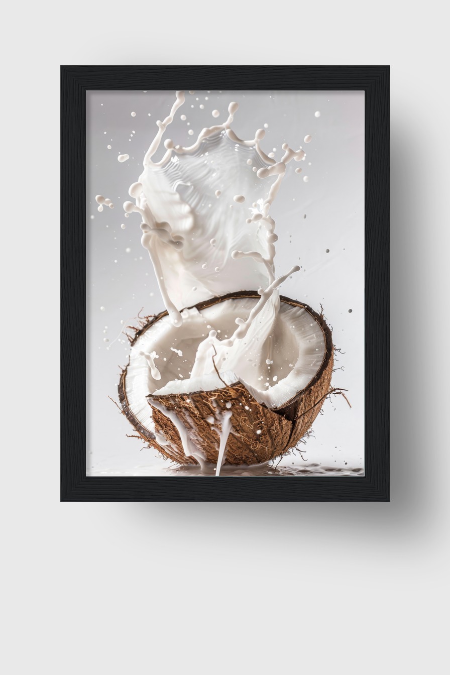 Fotografie Poster Kokosnuss Milch Splash weiß braun
