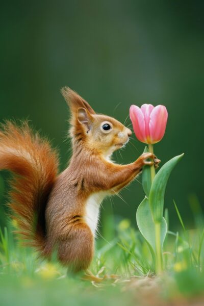 Eichhörnchen Tulpe Poster