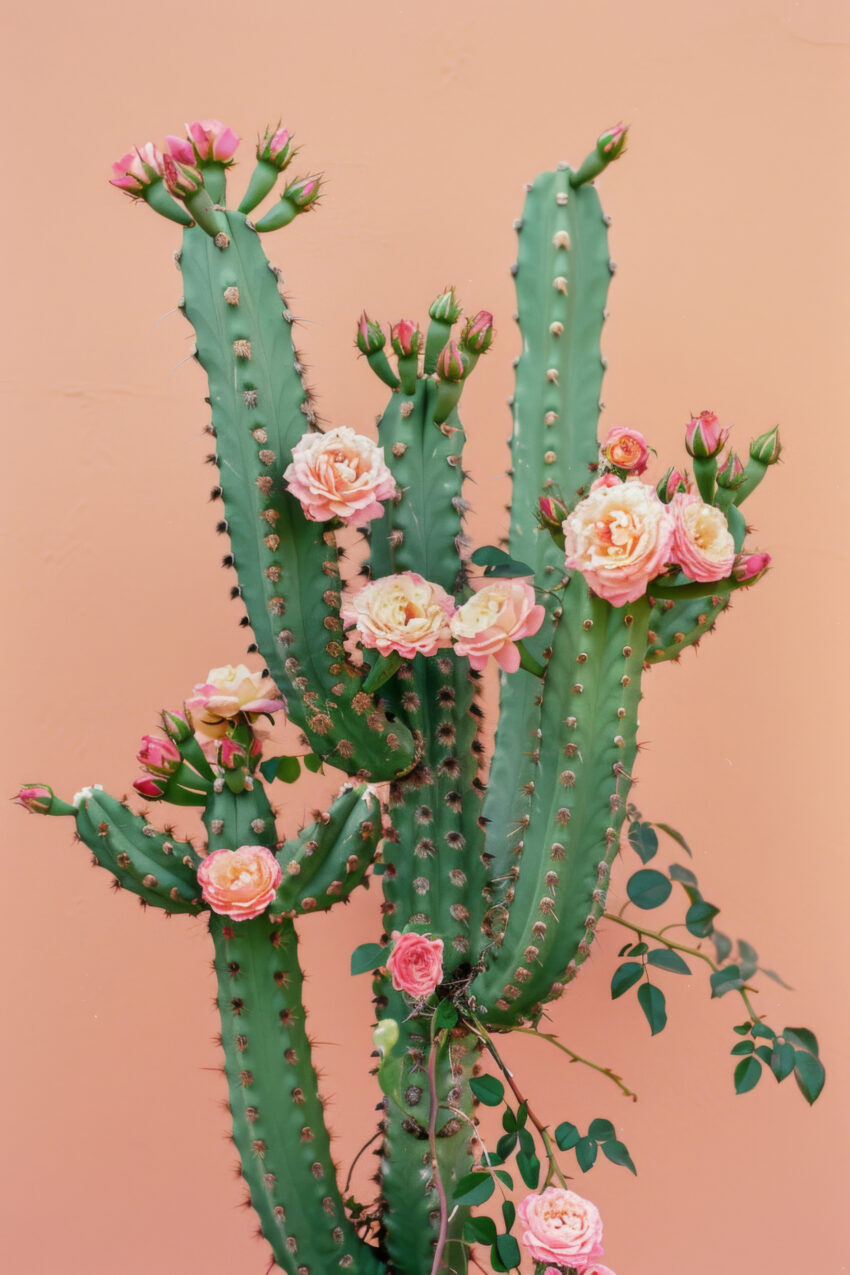 Fotografie Poster Kaktus rosa Blüten grün rosa