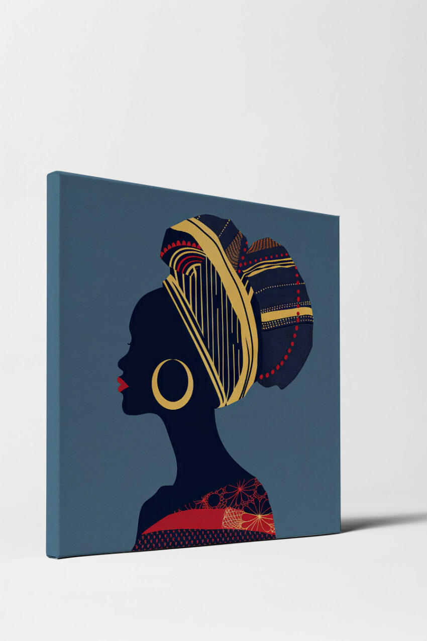 Illustration Poster Frau Seitenprofil bunt dunkel
