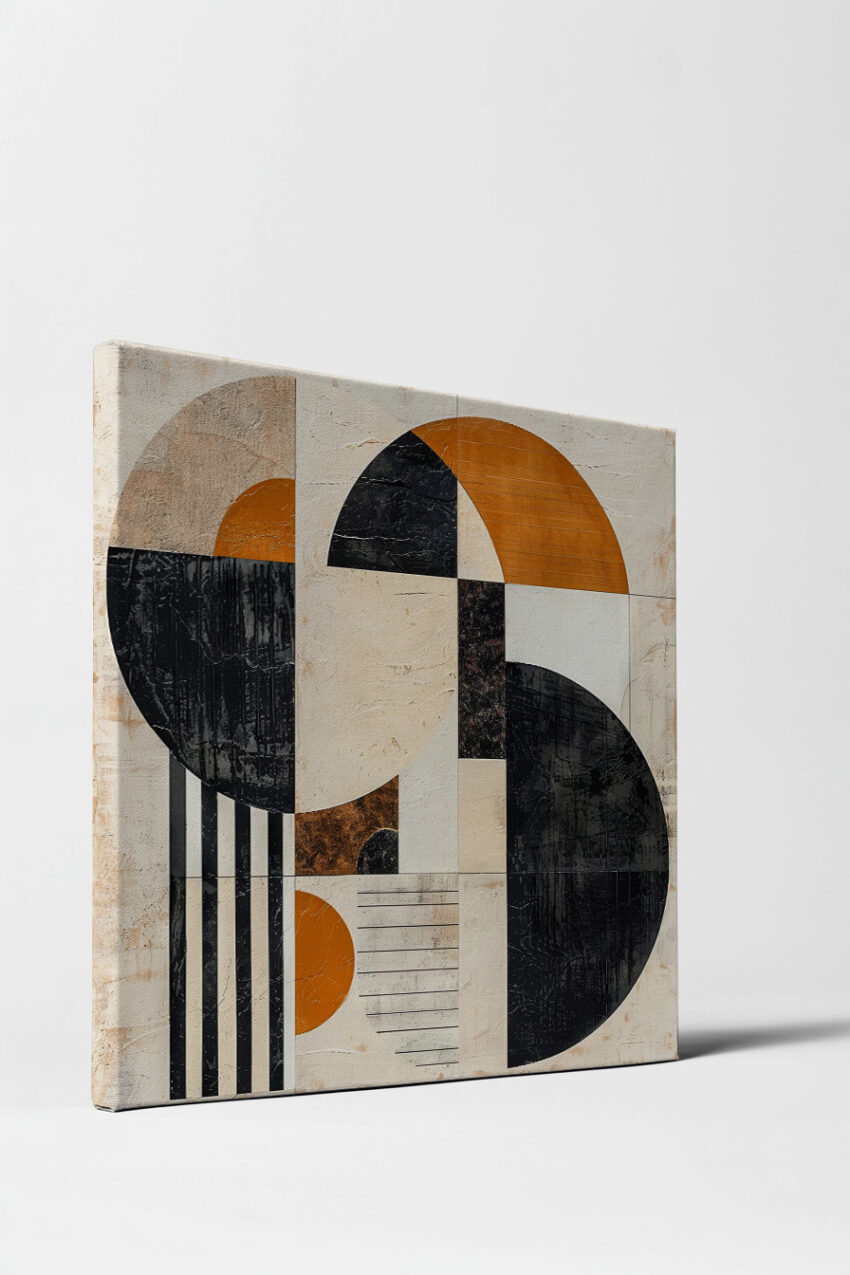 Grafik Poster geometrie Halbkreise schwarz orange strukturiert