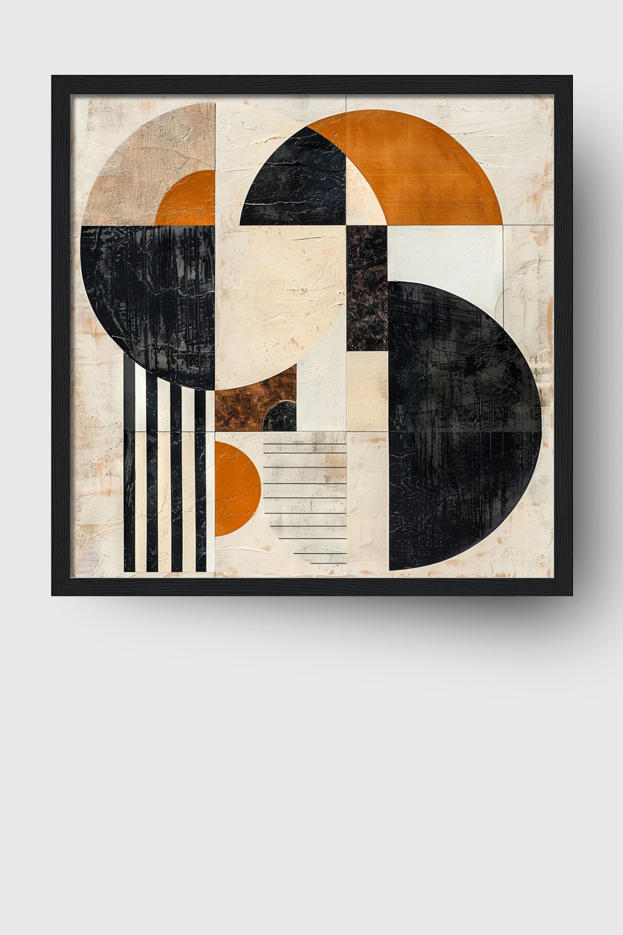 Grafik Poster geometrie Halbkreise schwarz orange strukturiert
