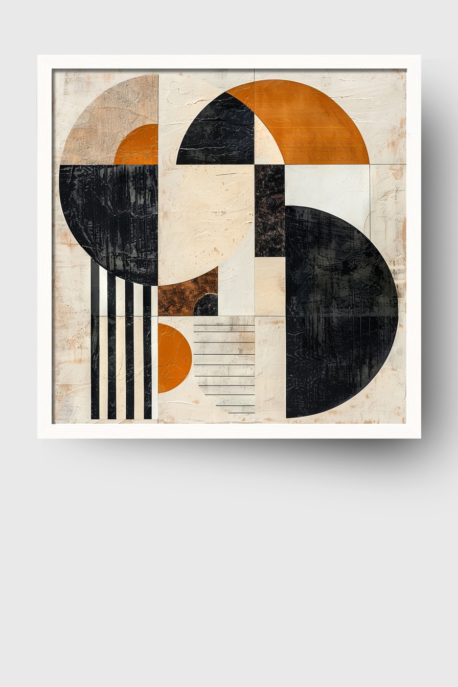 Grafik Poster geometrie Halbkreise schwarz orange strukturiert