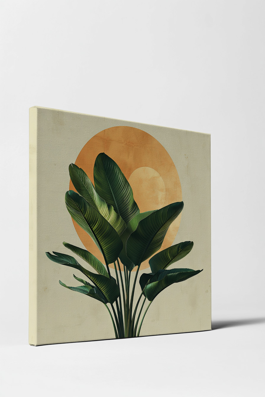 Illustration Poster Bananenblatt grün orange minimalistisch
