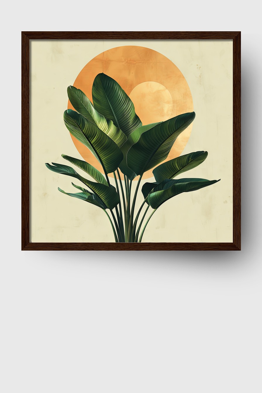 Illustration Poster Bananenblatt grün orange minimalistisch