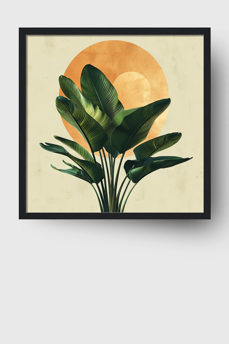 Illustration Poster Bananenblatt grün orange minimalistisch