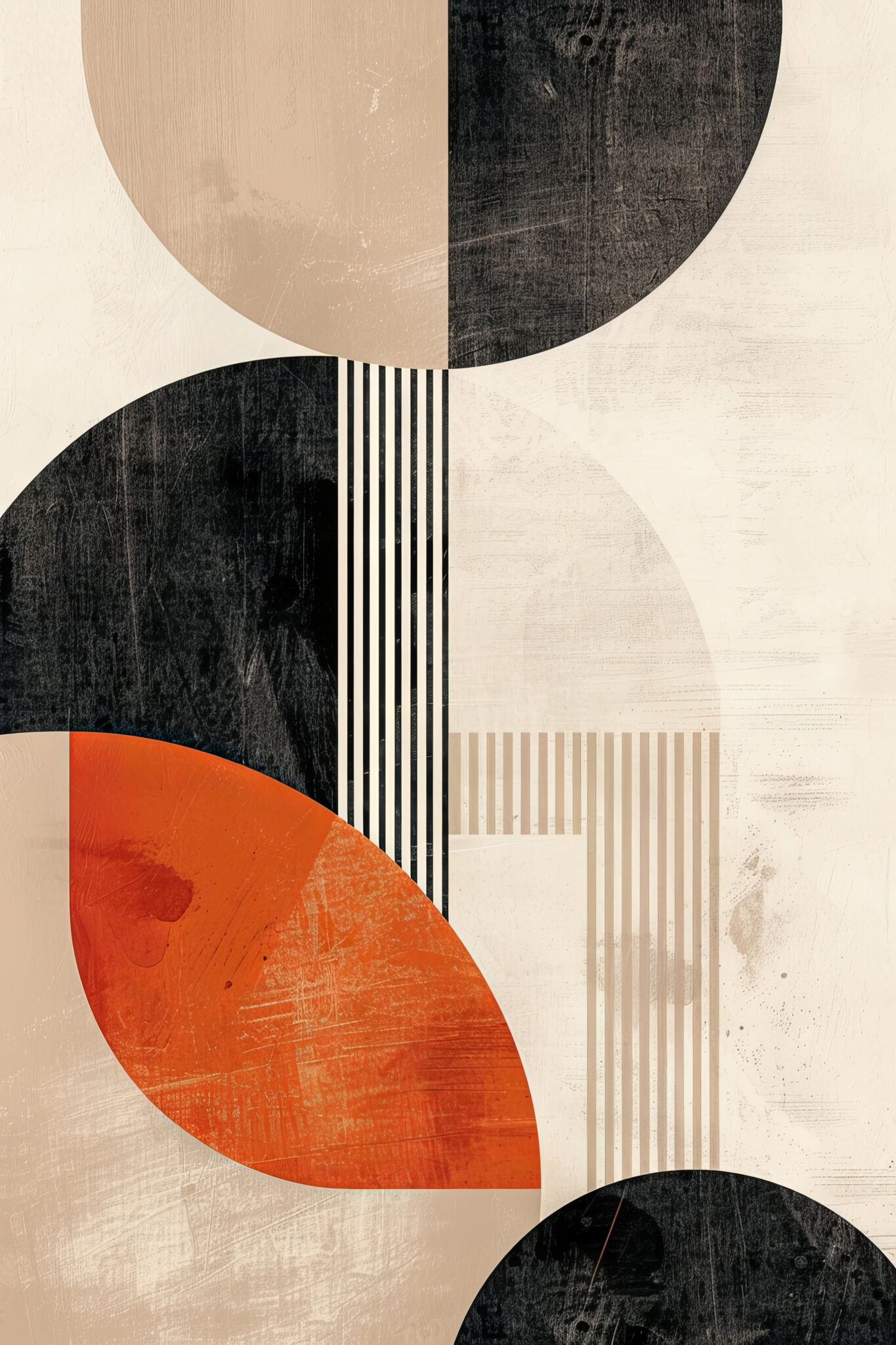 Grafikdesign Poster Geometrie Halbkreis beige rot schwarz