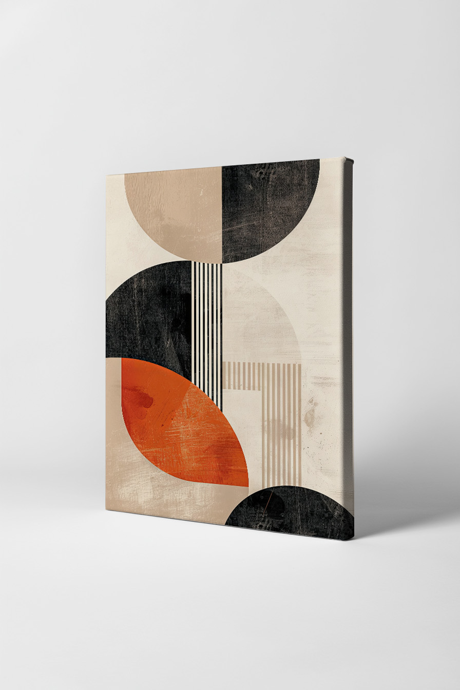 Grafikdesign Poster Geometrie Halbkreis beige rot schwarz