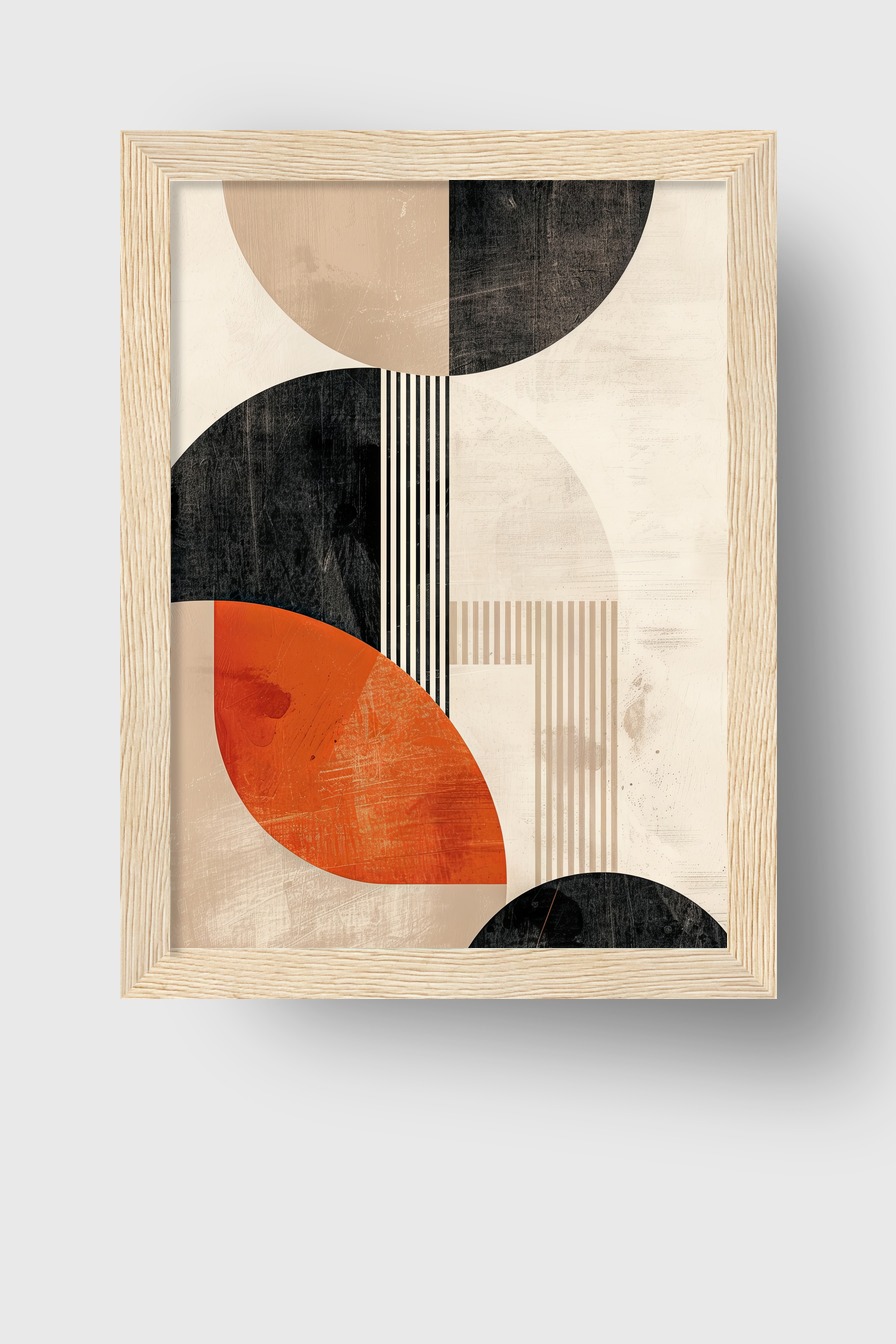Grafikdesign Poster Geometrie Halbkreis beige rot schwarz