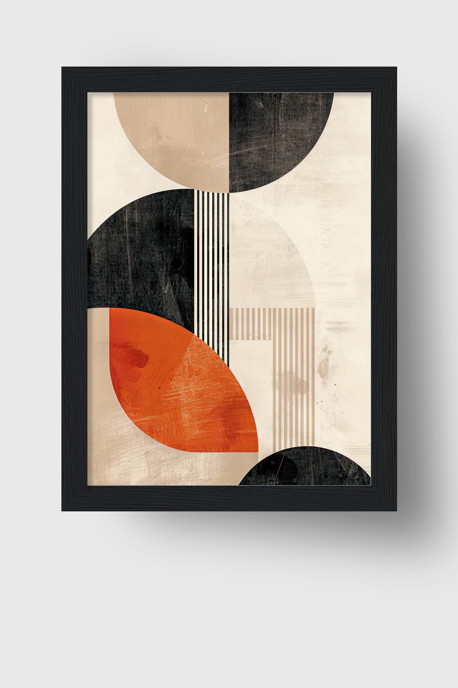 Grafikdesign Poster Geometrie Halbkreis beige rot schwarz