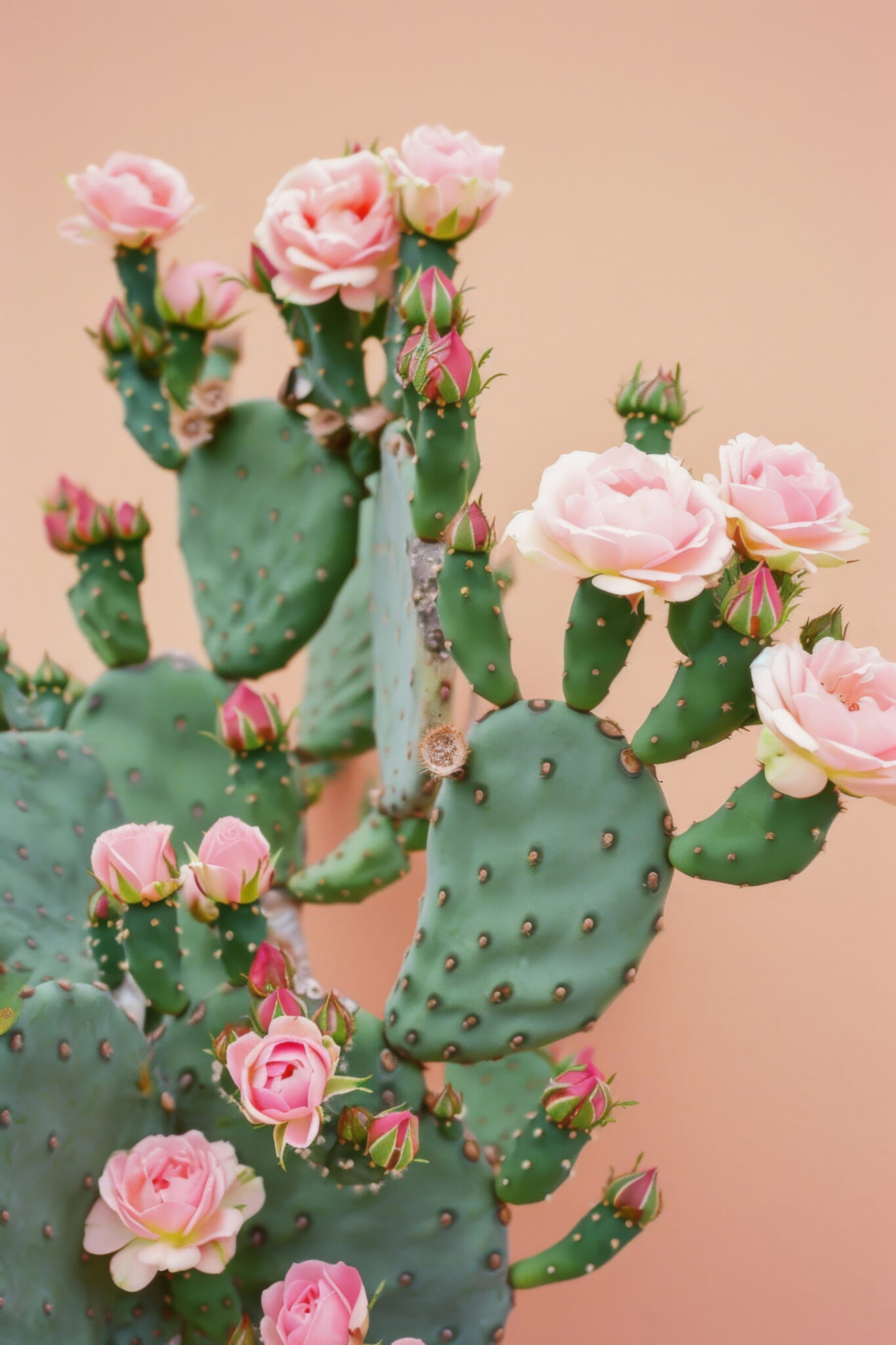 Fotografie Poster Kakteenblüten rosa grün