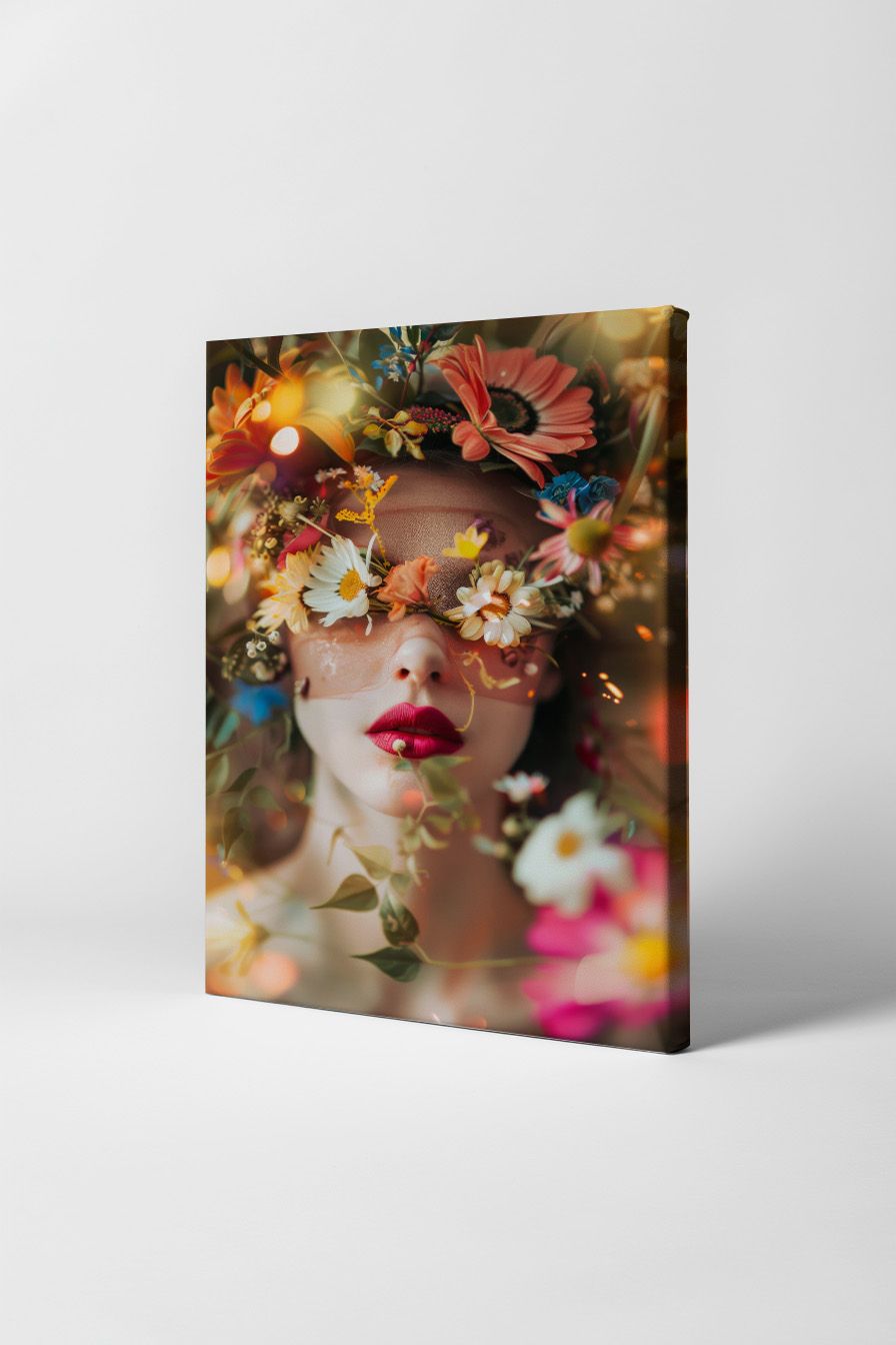 Digitale Kunst Poster frau Blumen floral farbig