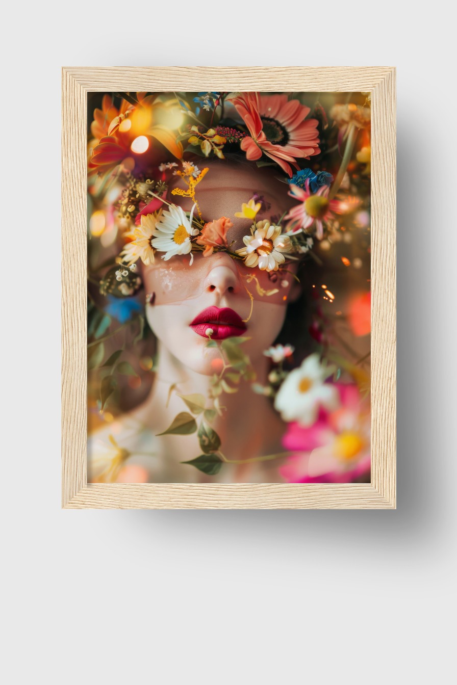 Digitale Kunst Poster frau Blumen floral farbig