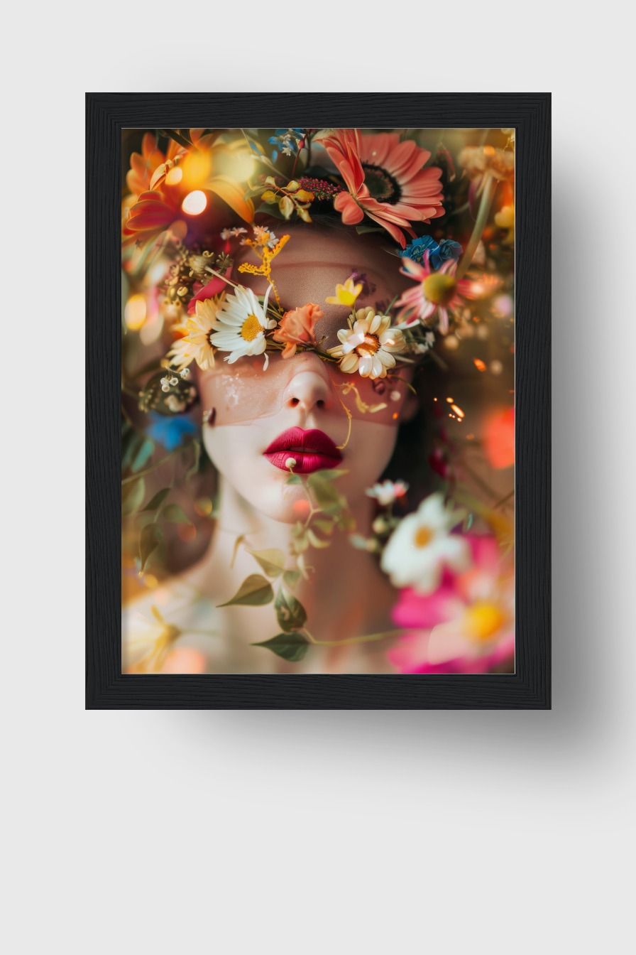 Digitale Kunst Poster frau Blumen floral farbig