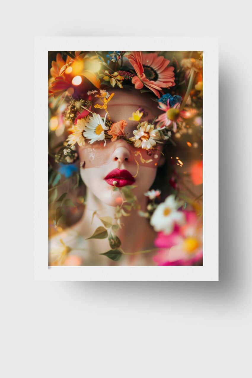 Digitale Kunst Poster frau Blumen floral farbig
