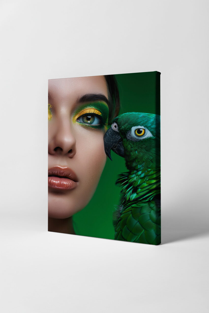 Fotografie Poster Papagei Nahaufnahme grün lebendig