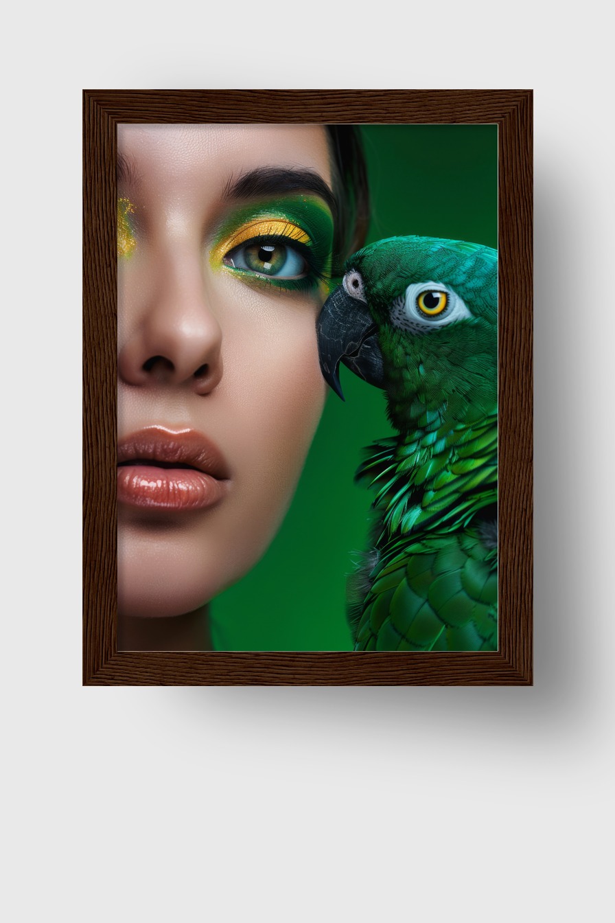 Fotografie Poster Papagei Nahaufnahme grün lebendig