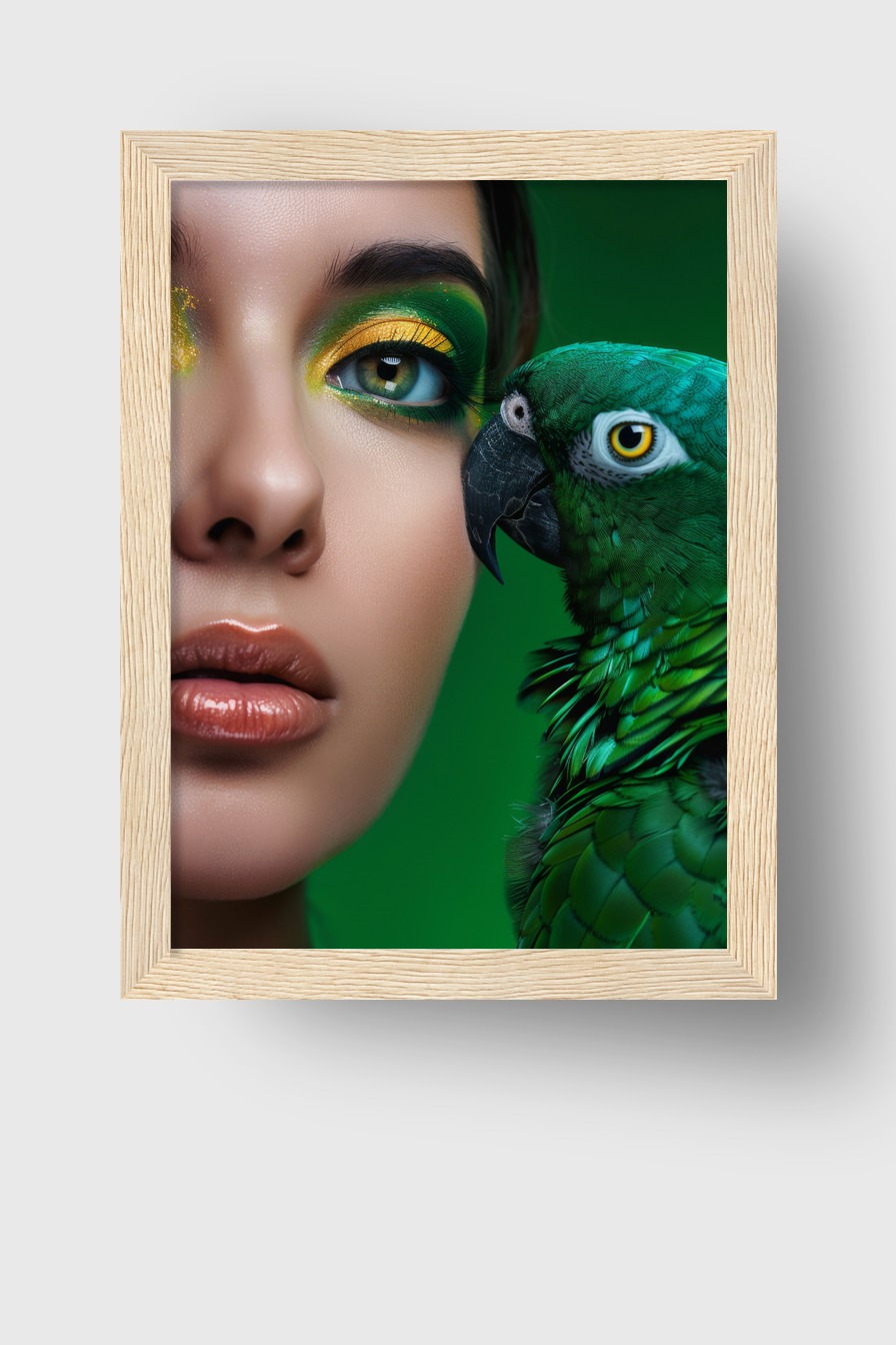 Fotografie Poster Papagei Nahaufnahme grün lebendig