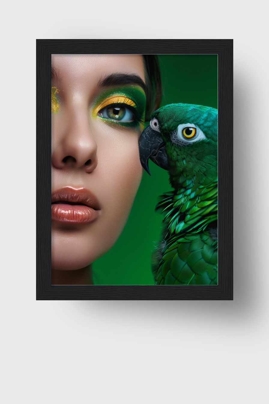 Fotografie Poster Papagei Nahaufnahme grün lebendig