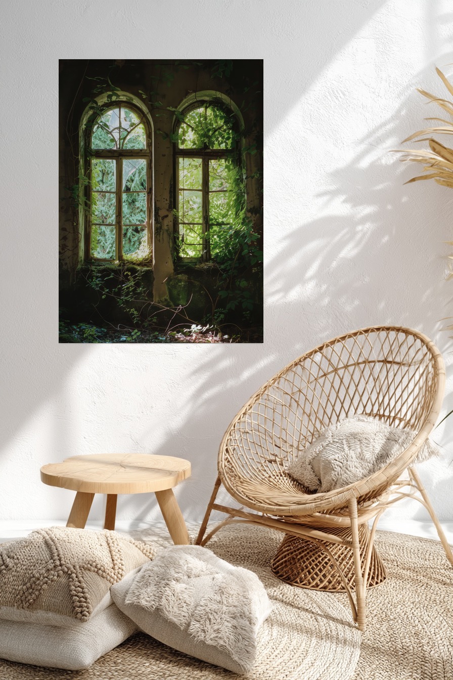 Fotografie Poster Fenster grün Licht Schatten urban