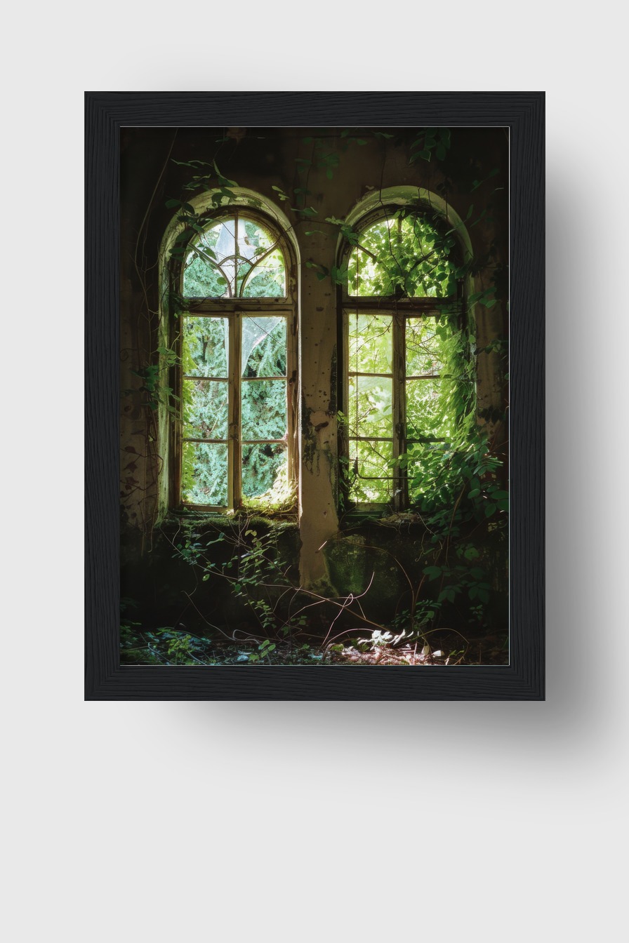 Fotografie Poster Fenster grün Licht Schatten urban