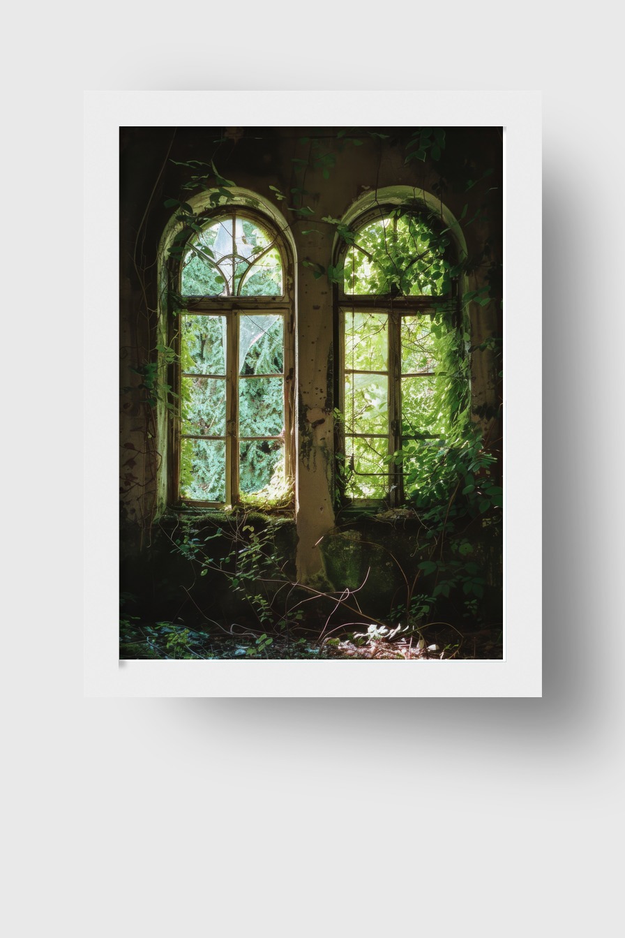 Fotografie Poster Fenster grün Licht Schatten urban