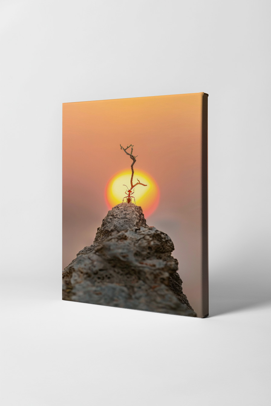 Fotografie Poster Ameise Sonne rot minimalistisch