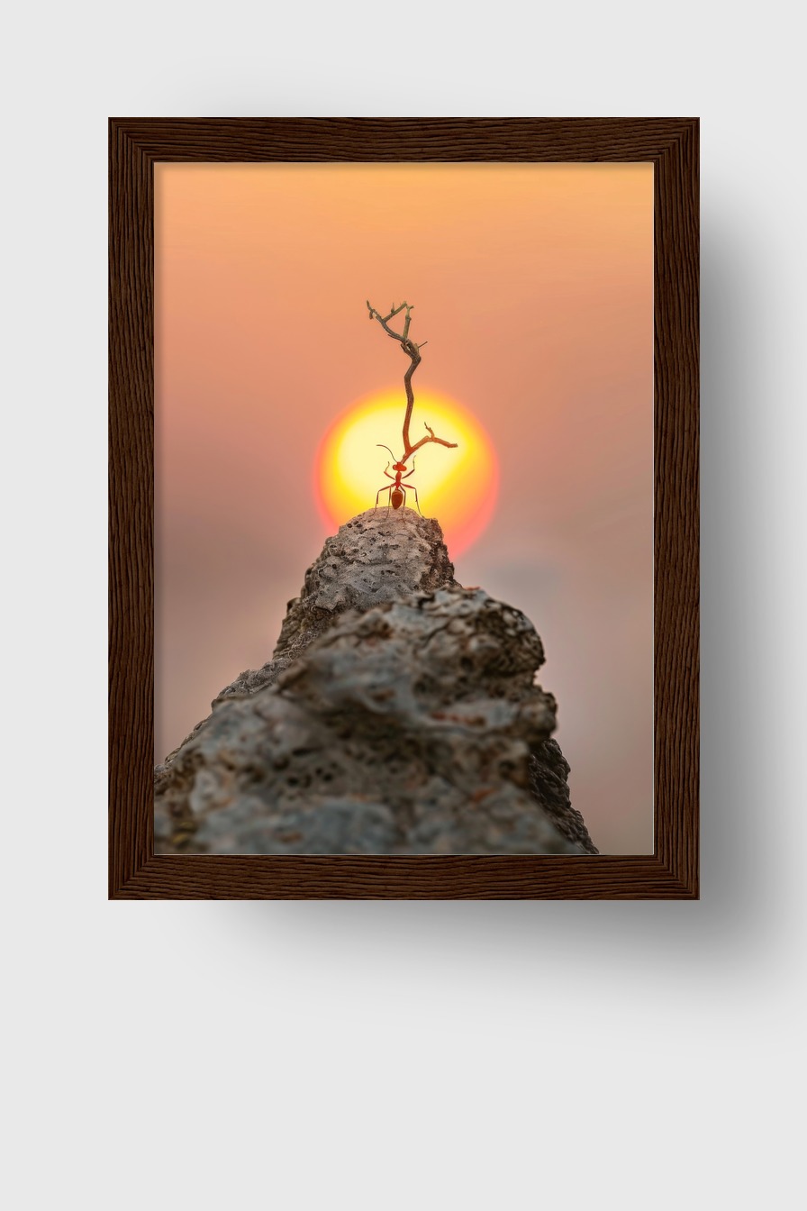 Fotografie Poster Ameise Sonne rot minimalistisch
