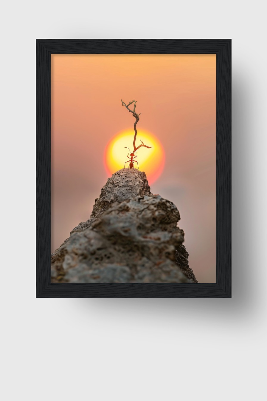 Fotografie Poster Ameise Sonne rot minimalistisch