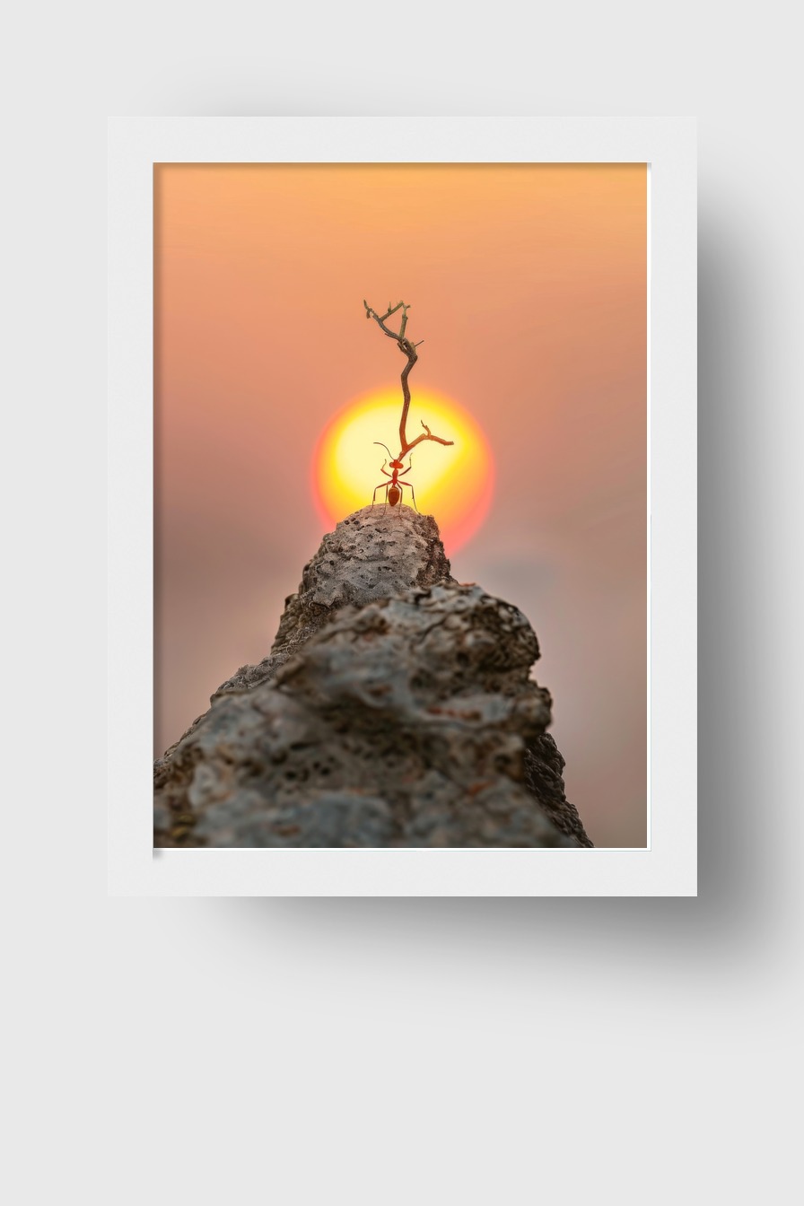Fotografie Poster Ameise Sonne rot minimalistisch