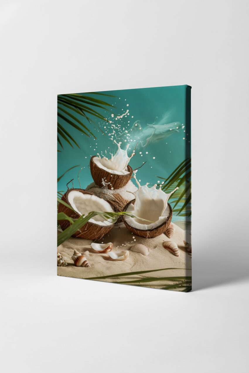 Fotografie Poster Kokosnuss dynamisch Milch Splash