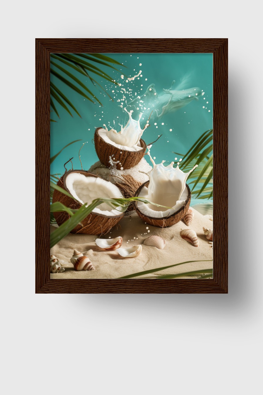 Fotografie Poster Kokosnuss dynamisch Milch Splash