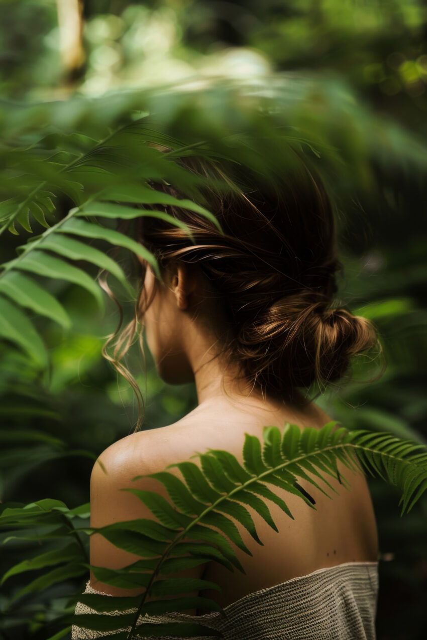 Fotografie Poster Frau Rücken natur grün