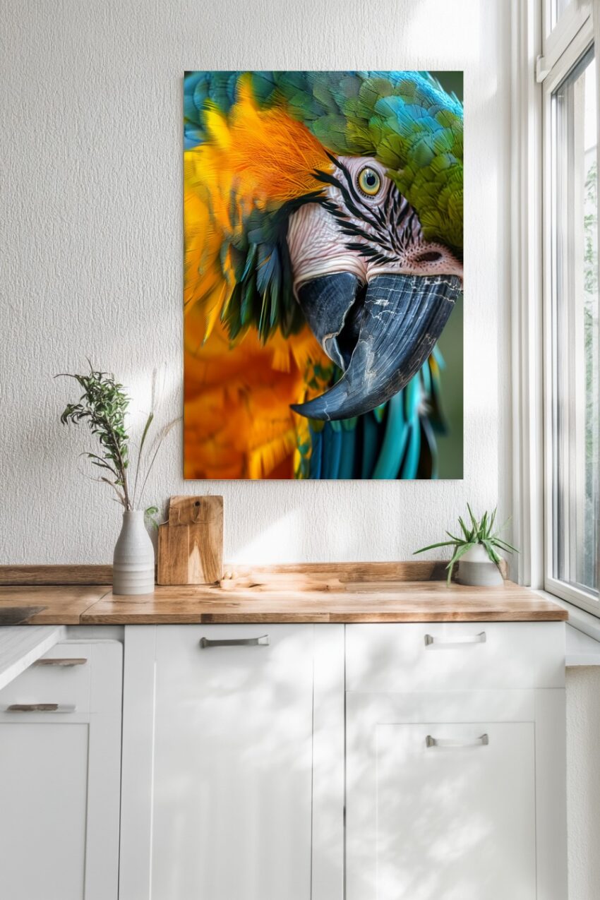 Fotografie Poster Papagei Nahaufnahme Farbenfroh Detail