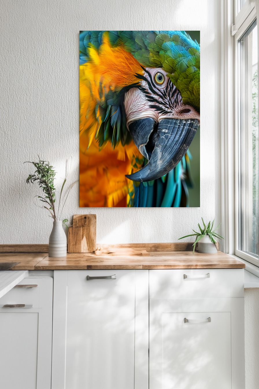 Fotografie Poster Papagei Nahaufnahme Farbenfroh Detail