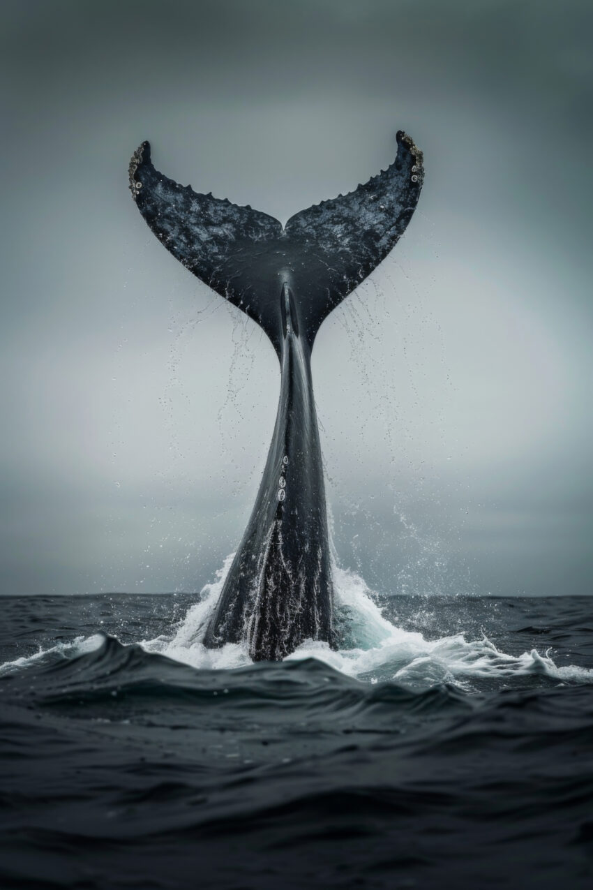 Fotografie Poster Walflosse Wassertropfen Wasser grau