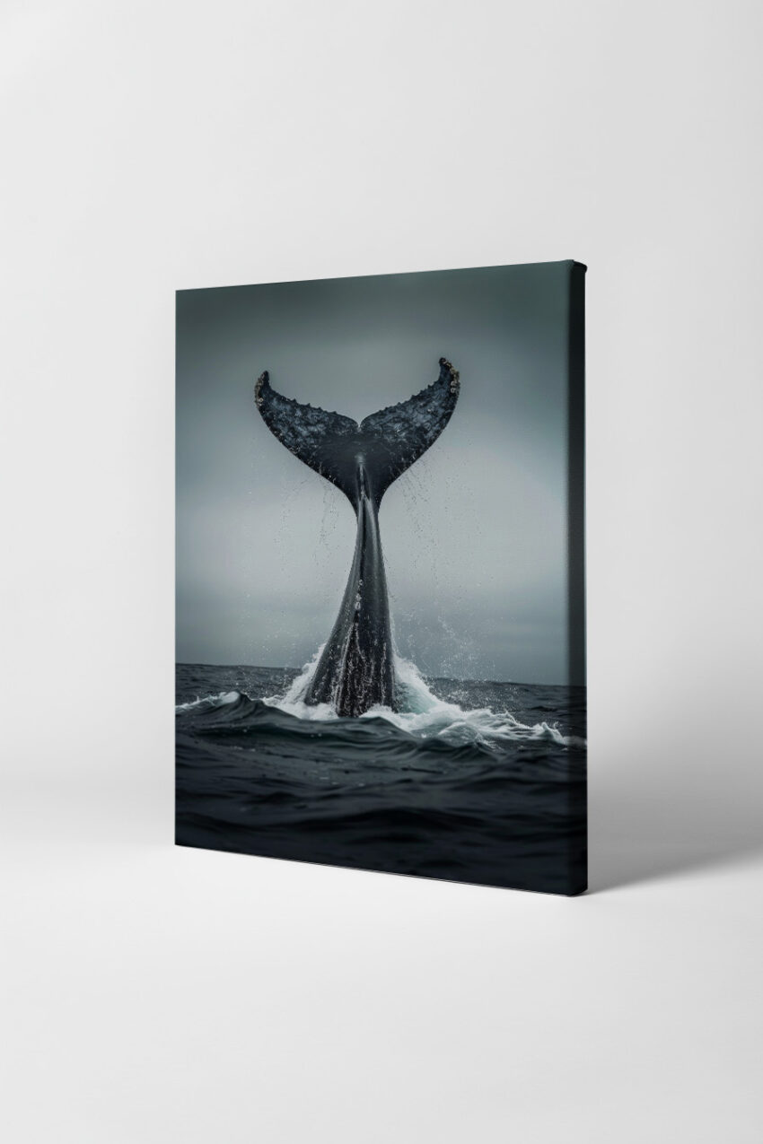 Fotografie Poster Walflosse Wassertropfen Wasser grau