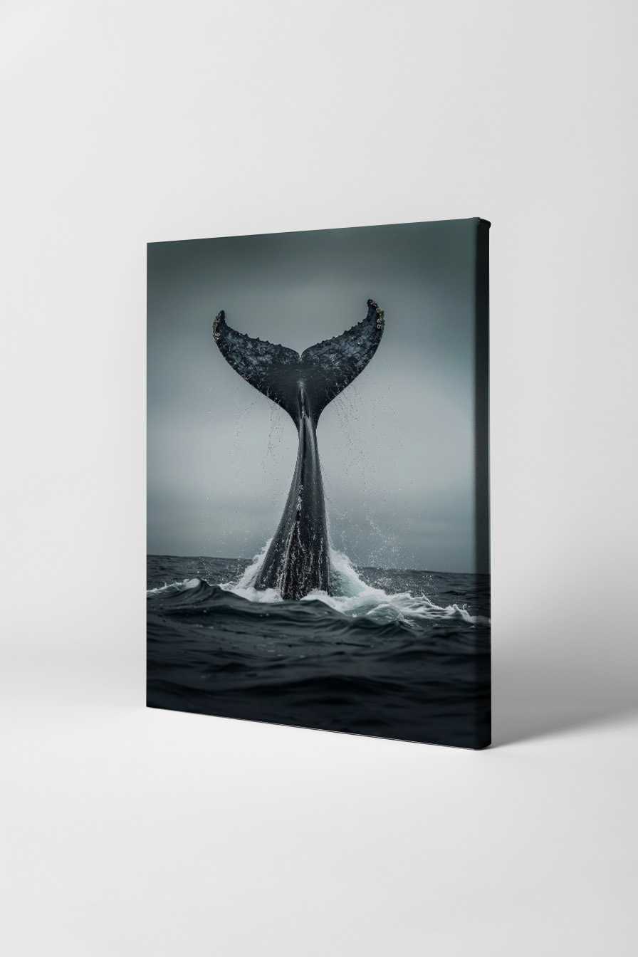 Fotografie Poster Walflosse Wassertropfen Wasser grau