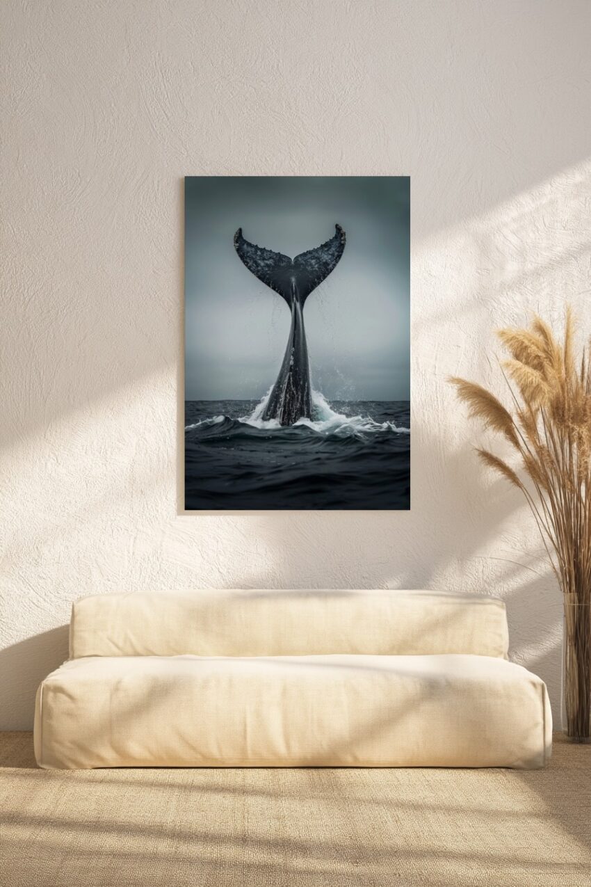 Fotografie Poster Walflosse Wassertropfen Wasser grau