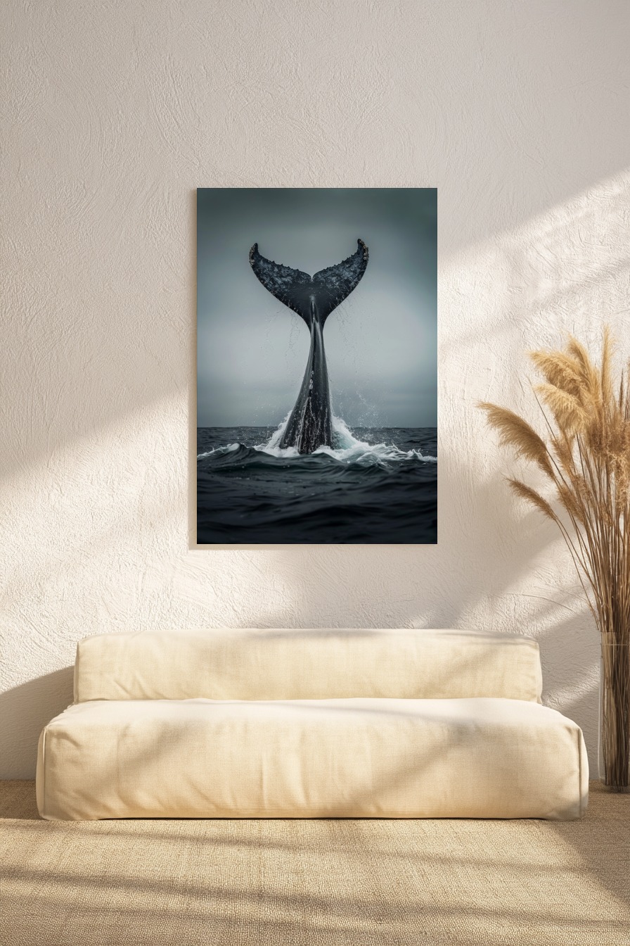 Fotografie Poster Walflosse Wassertropfen Wasser grau