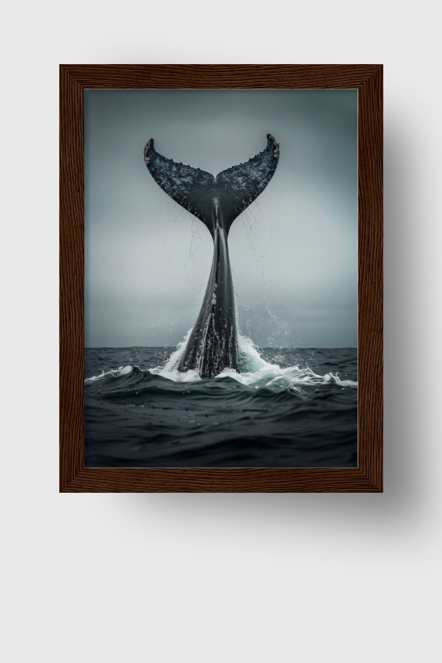 Fotografie Poster Walflosse Wassertropfen Wasser grau