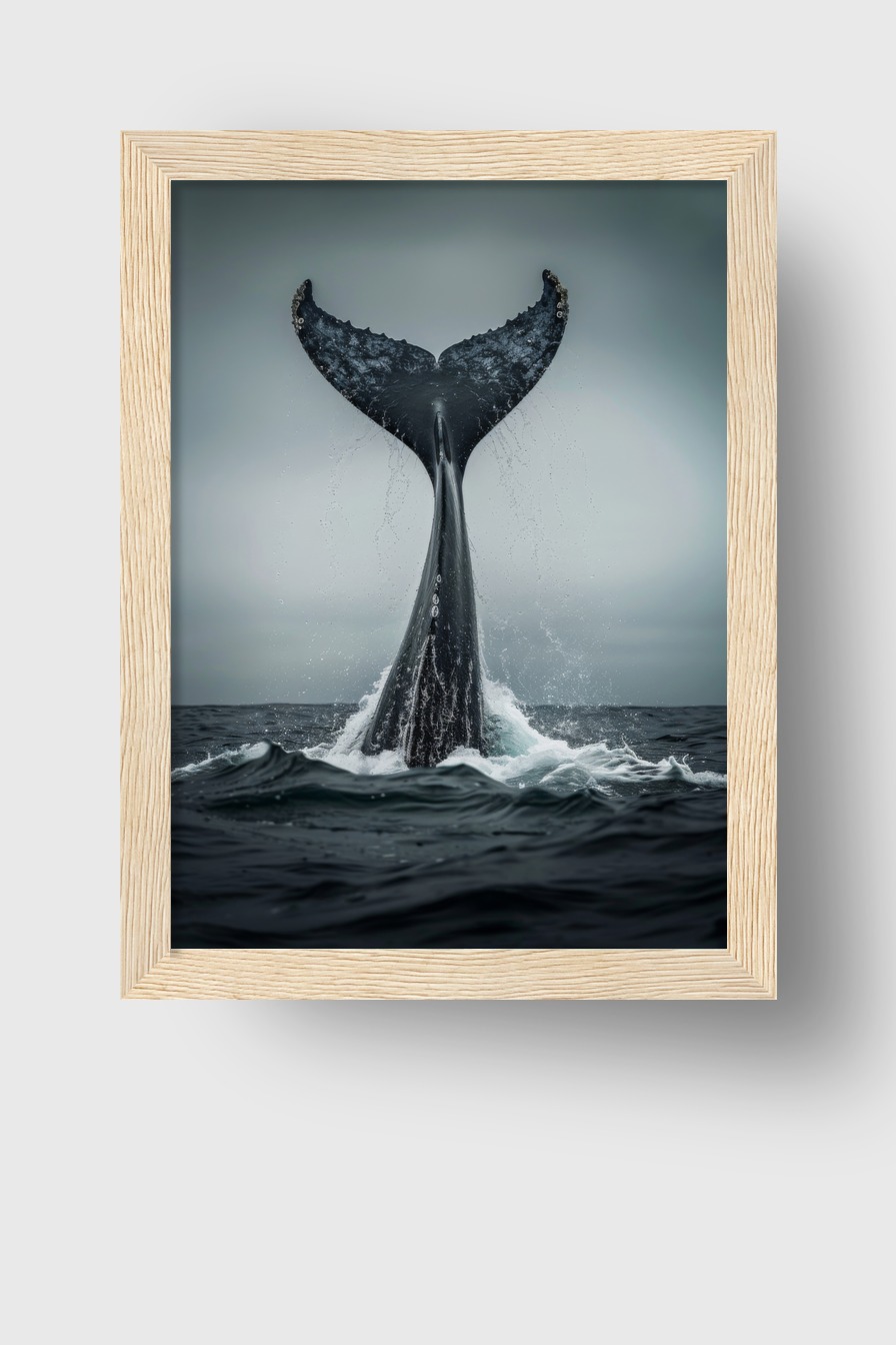 Fotografie Poster Walflosse Wassertropfen Wasser grau