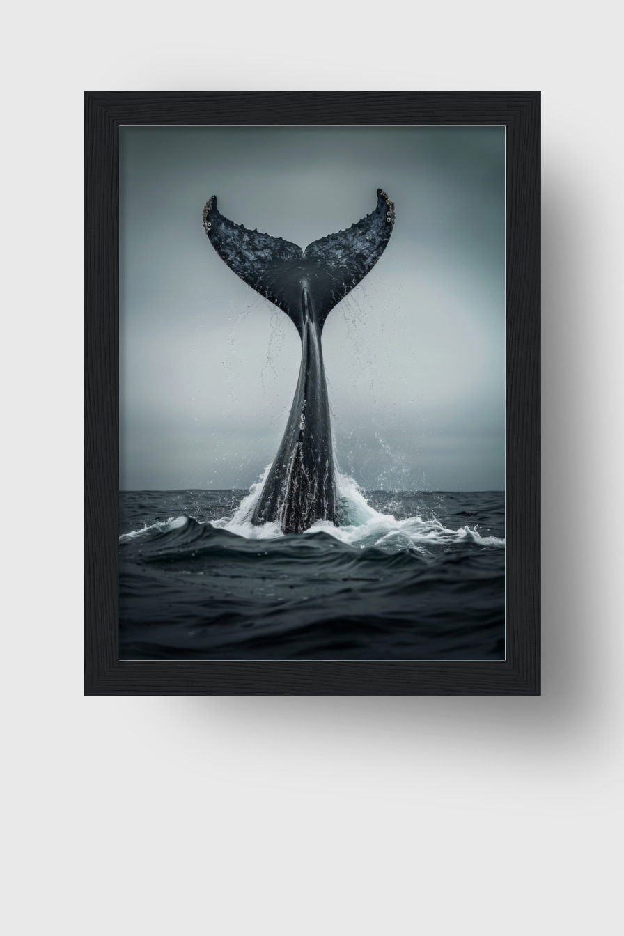 Fotografie Poster Walflosse Wassertropfen Wasser grau