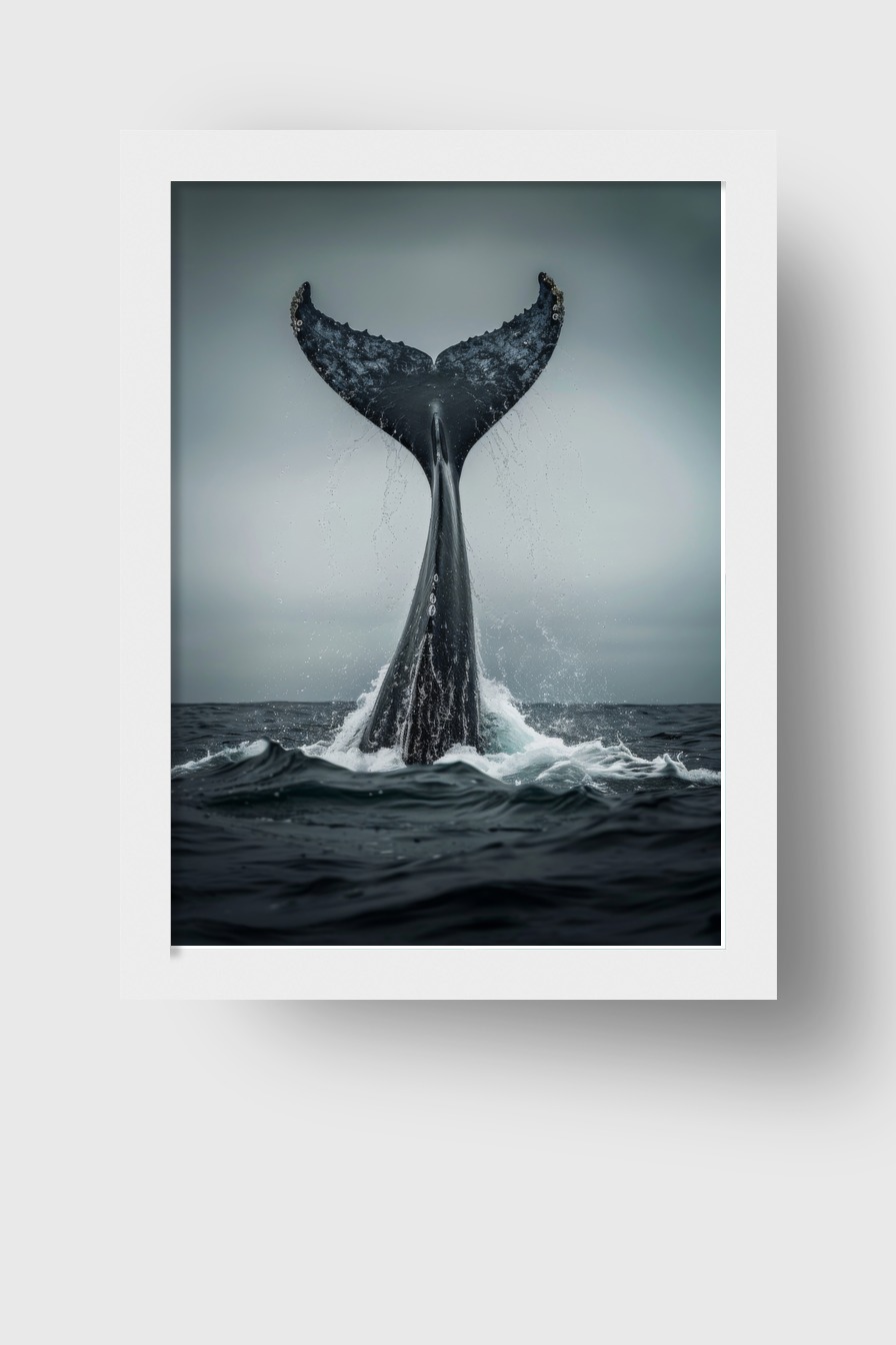 Fotografie Poster Walflosse Wassertropfen Wasser grau