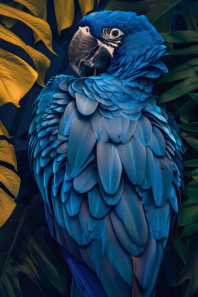 Blauer Ara Portrait Poster