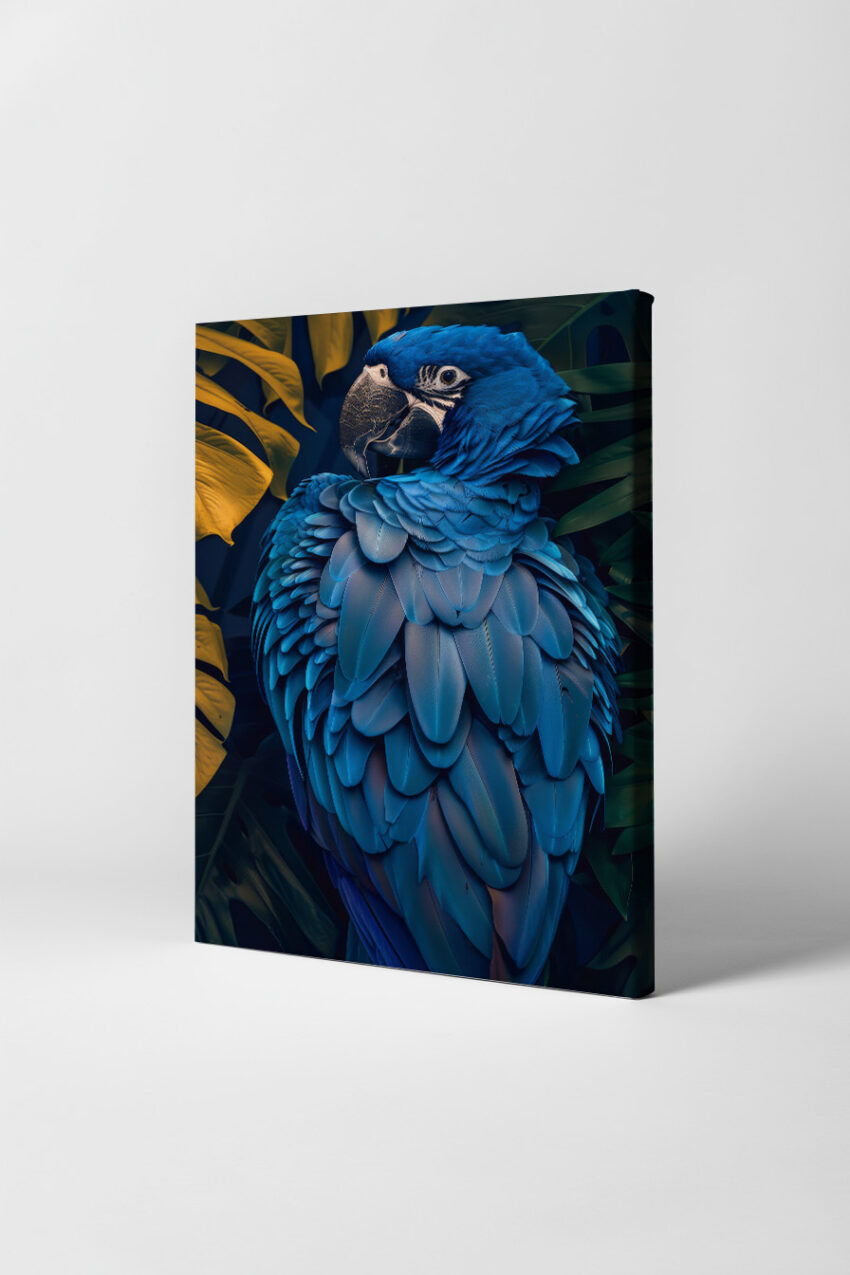 Fotografie Poster Blauer Ara detailreich blau tropisch