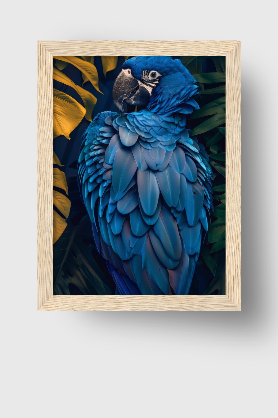 Fotografie Poster Blauer Ara detailreich blau tropisch