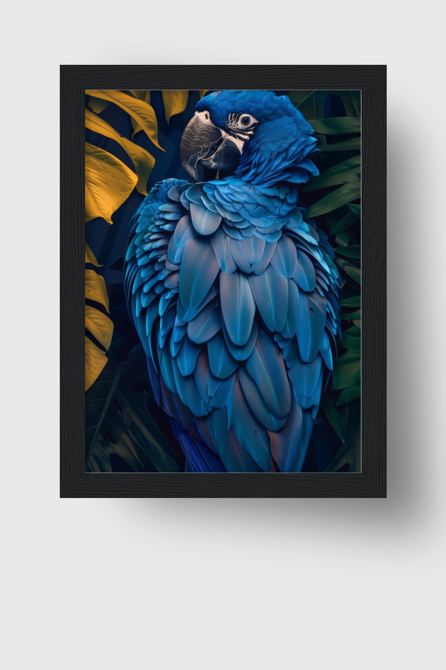 Fotografie Poster Blauer Ara detailreich blau tropisch