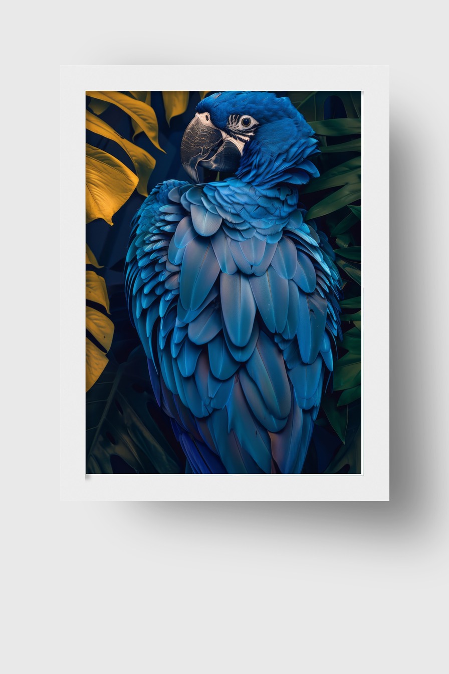 Fotografie Poster Blauer Ara detailreich blau tropisch