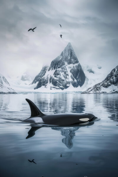 Orca im Fjord Leinwandbild
